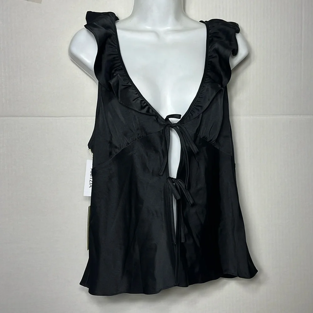 Aritzia Wilfred color black Tonka Satin Blouse - Picture 2 of 6